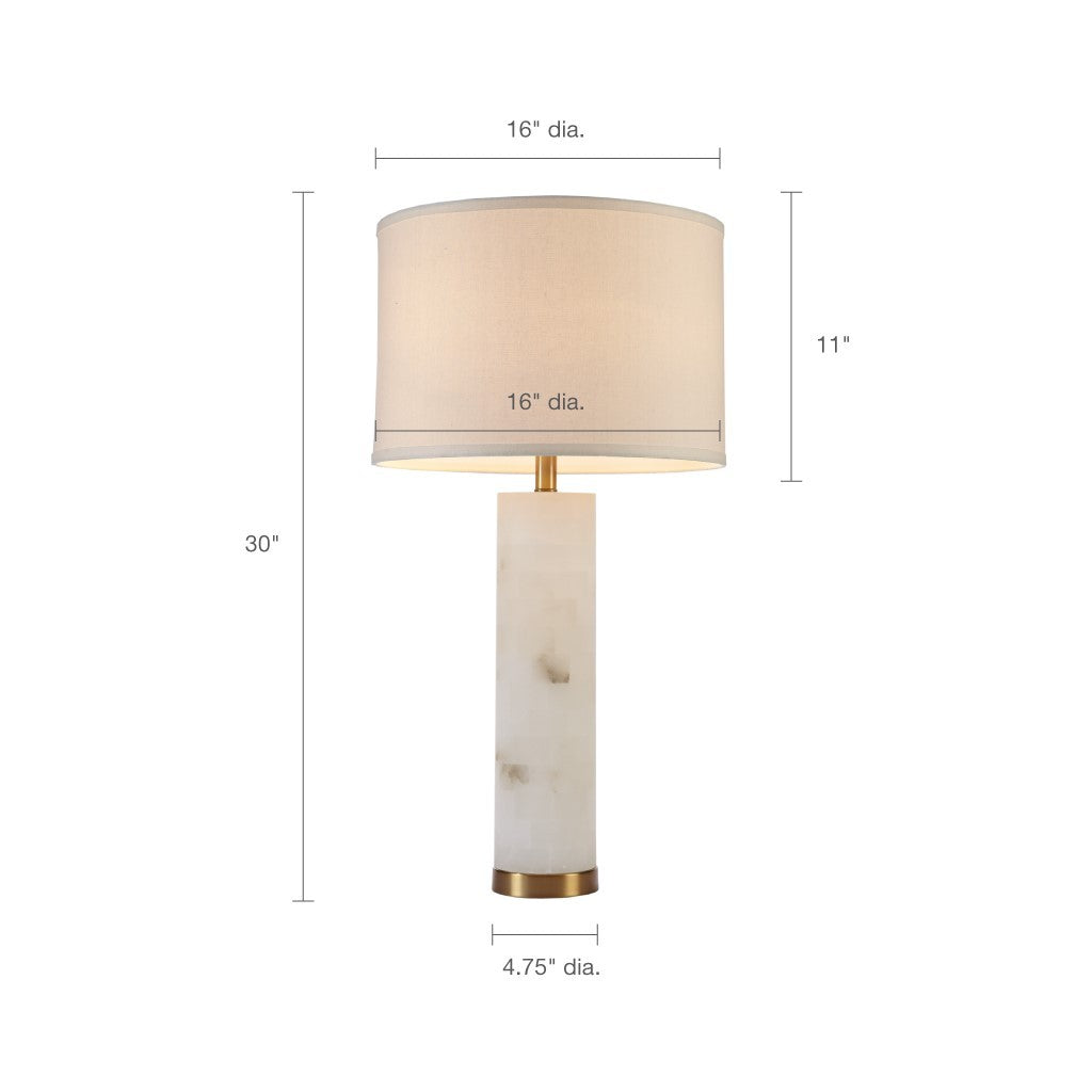 Elegant White Drum Shade with Gold Metal Base Table Lamp