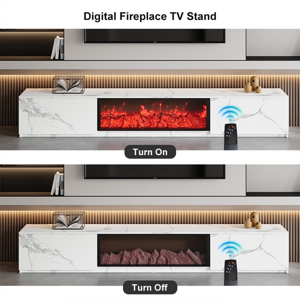 70.9" Electric Fireplace Wood Storage TV Stand with Remote Control for TVs Up to 70