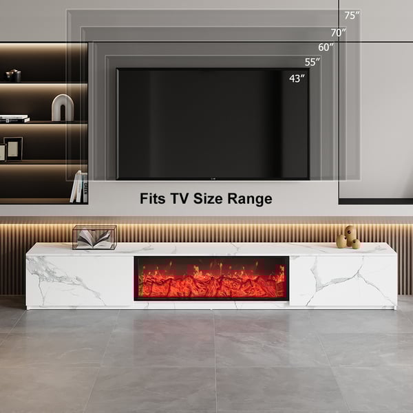 70.9" Electric Fireplace Wood Storage TV Stand with Remote Control for TVs Up to 70
