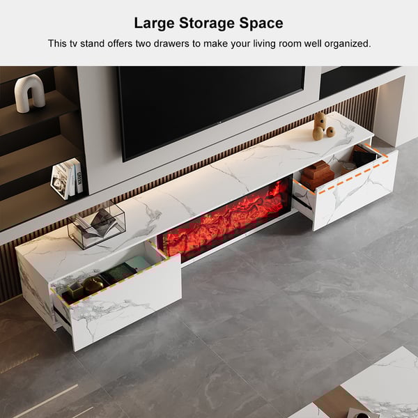 70.9" Electric Fireplace Wood Storage TV Stand with Remote Control for TVs Up to 70