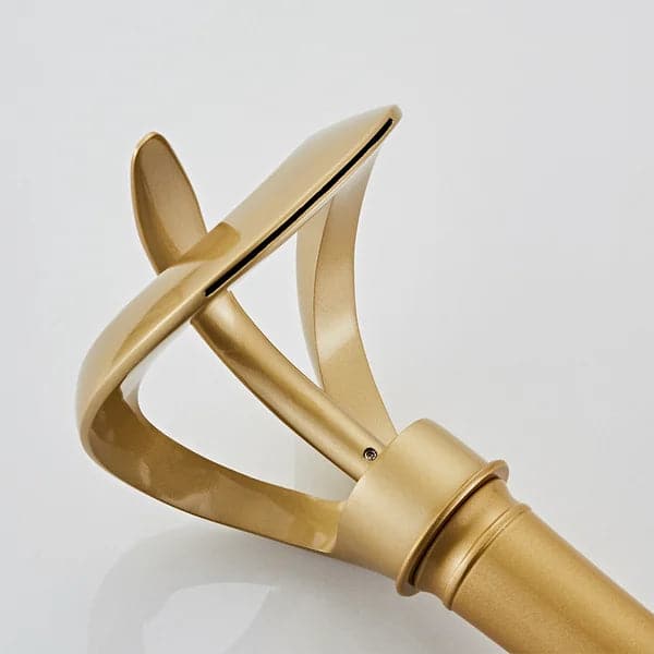 Modern Elegant Waterfall Bathroom Vessel Sink Faucet Single Handle Solid Brass in Gold
