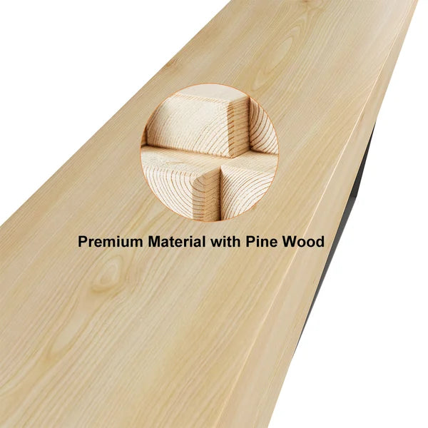 59 Inch Rustic Wooden Bench 3-Person Seat Bench for Entryway with Metal Base Rustic