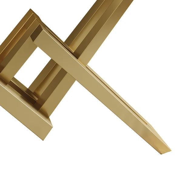 Black/White & Gold Narrow Console Table Accent Table For Entryway X Base & Metal in Small#White-XL