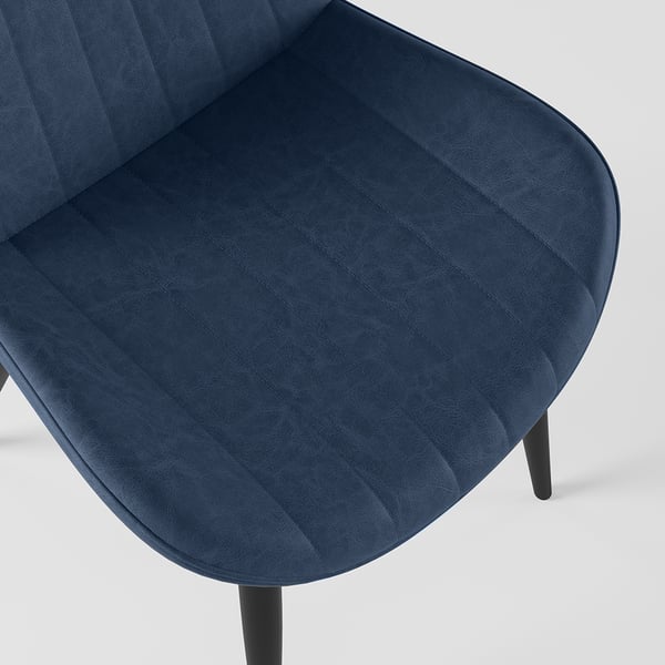 Modern Blue Dining Room Chairs PU Leather Upholstered (Set of 2)