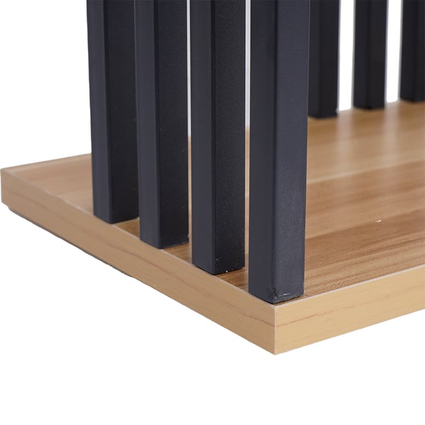 Modern Natural Etagere Bookcase 6-Tier Bookshelf Display in Black Finish