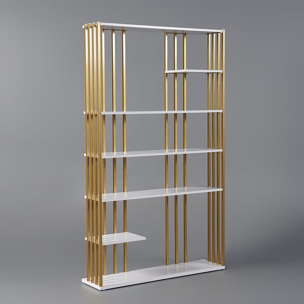 Modern Steel Etagere Bookshelf Display Shelving 6-Shelf White Tall Book Shelf