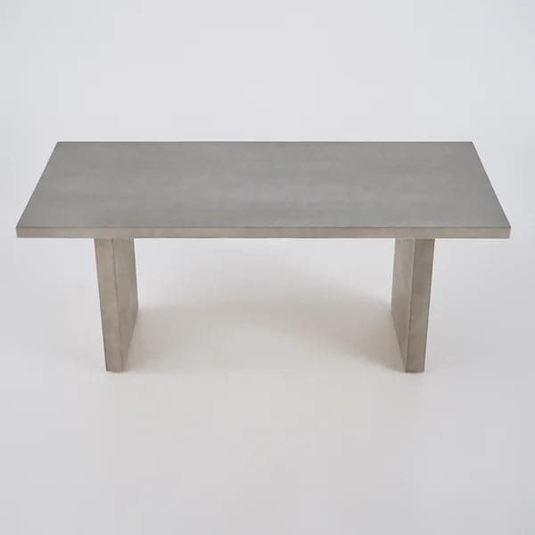 79 Inch Farmhouse Concrete Gray Wooden Dining Table for 8 Person Double Pedestal