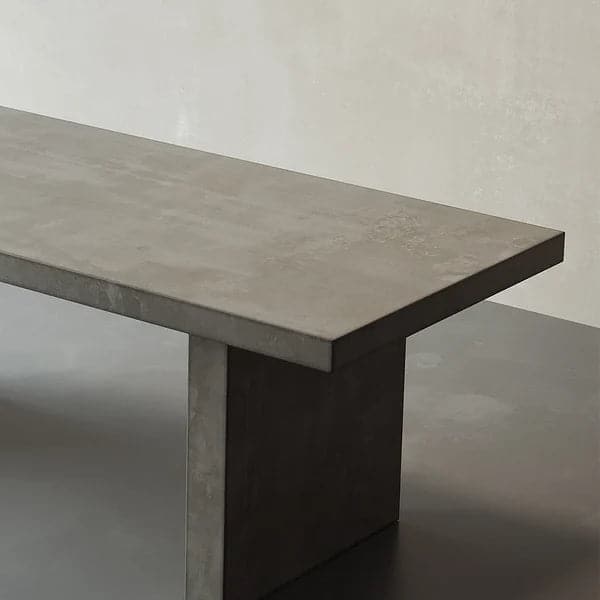 79 Inch Farmhouse Concrete Gray Wooden Dining Table for 8 Person Double Pedestal