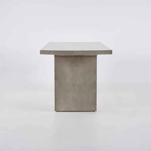 79 Inch Farmhouse Concrete Gray Wooden Dining Table for 8 Person Double Pedestal