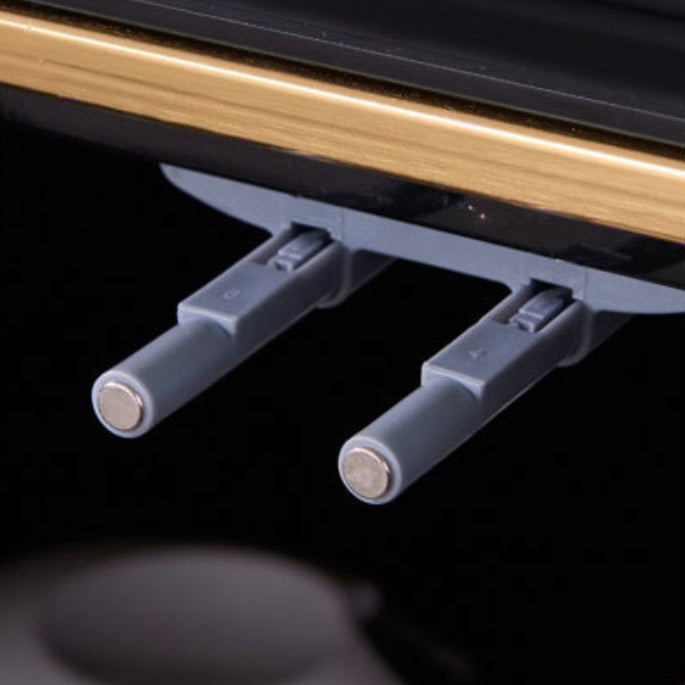 Conception rectangulaire ou carrée moderne de table basse noire avec le dessus en verre de jambe d'or