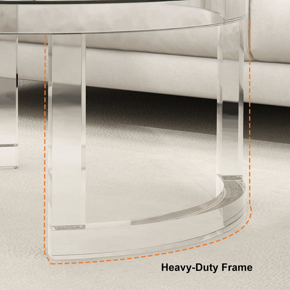 31.5" Modern Round Acrylic Coffee Table for Living Room with Tempered Glass Top