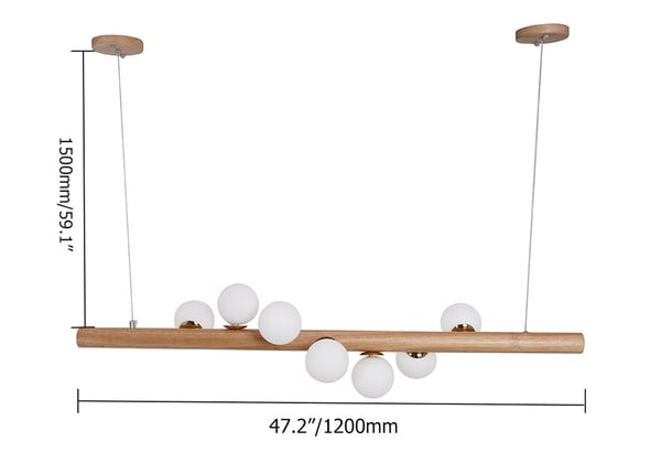 Modern Linear Kitchen Island Pendant Light Glass Globe 7-Light