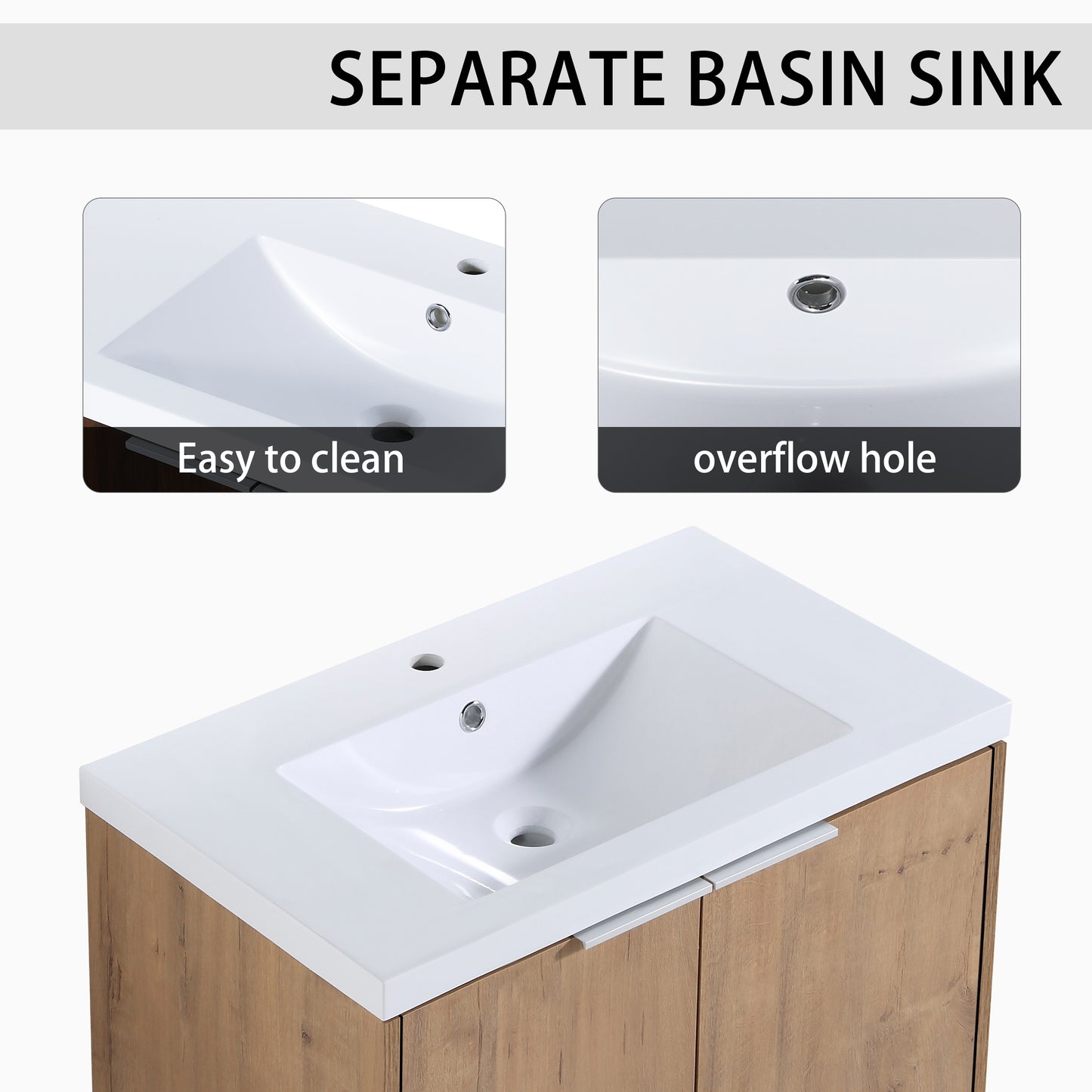 Soft Close Doors Bathroom Vanity With Sink,30 Inch For Small Bathroom