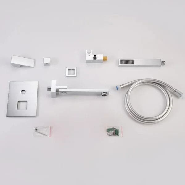 Chrome Wall Mounted Swirling Tub Filler Faucet with Hand Shower