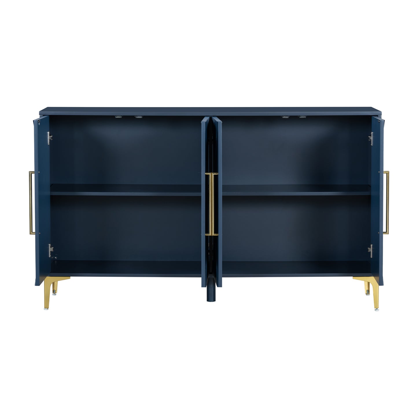 Unique Four-Door Cabinet with Two-Tone Triangular Pattern Doors