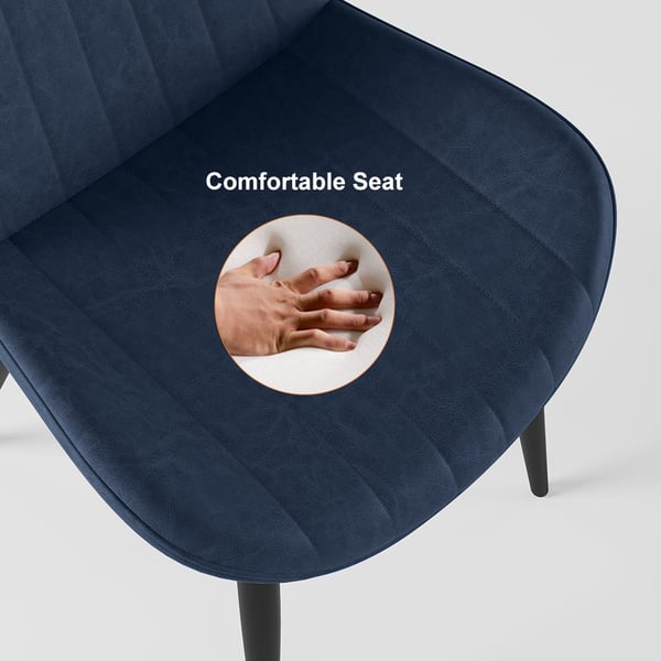 Modern Blue Dining Room Chairs PU Leather Upholstered (Set of 2)