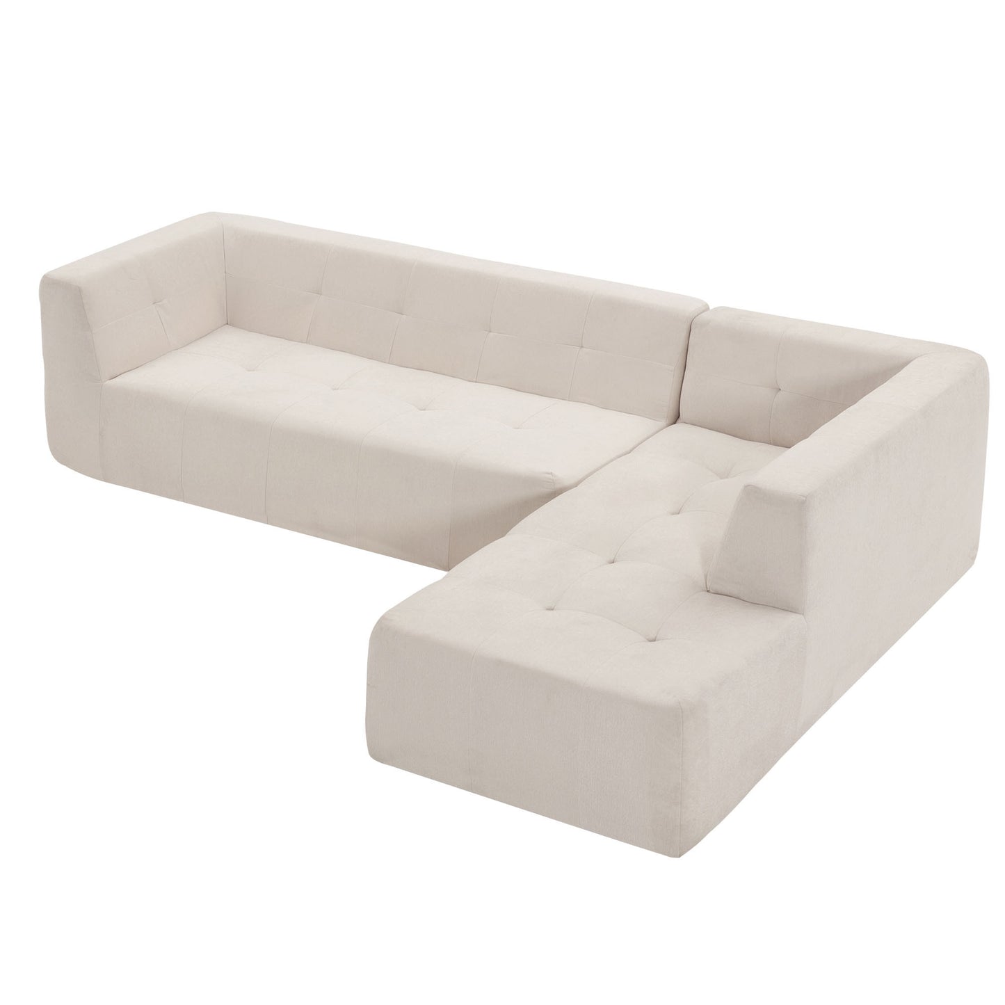 110.2" L-Shaped Modular Combination Living Room Sofa Set, Modern Minimalist Sofa 2pcs in Beige