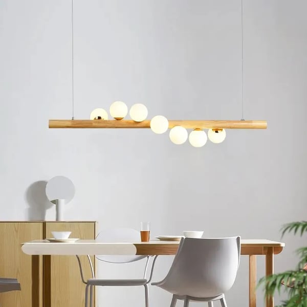 Modern Linear Kitchen Island Pendant Light Glass Globe 7-Light