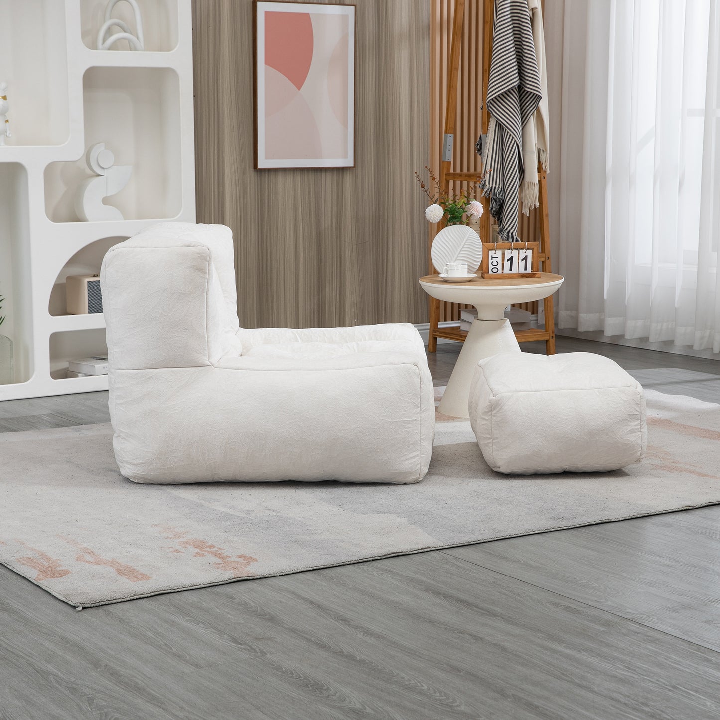 Fauteuil poire moelleux, pouf confortable pour adultes et enfants, fauteuil poire super doux avec mousse à mémoire de forme et pouf, fauteuil poire intérieur moderne pour salon, chambre à coucher, appartement