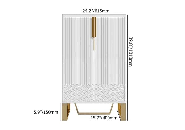 White Modern Shoe Cabinet with Doors Entryway Cabinet for Shoes
