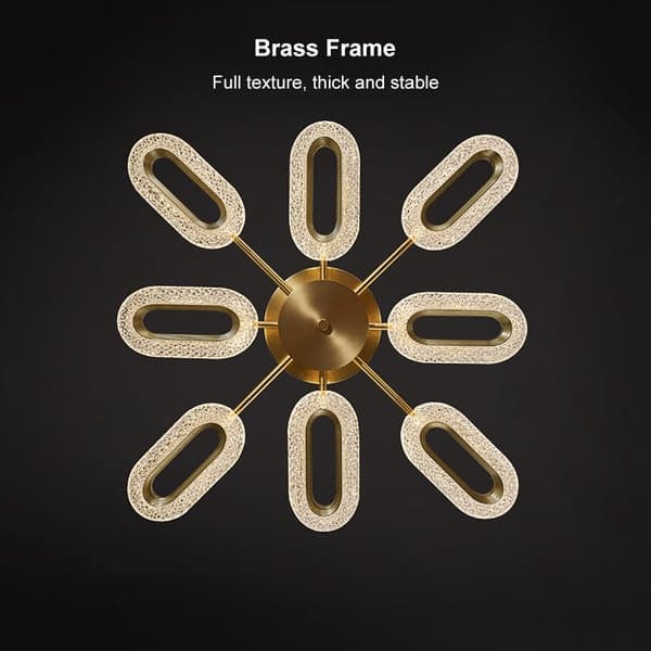 Brass Semi Flush Mount Light 8-Light LED Ceiling Light Ring Light Fixture in Gold