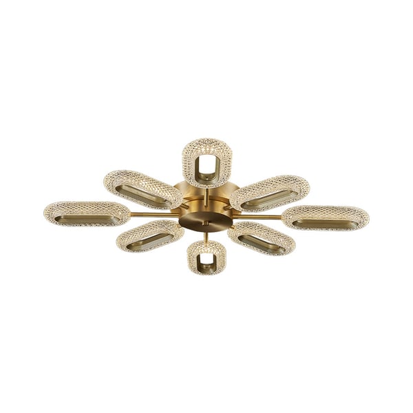 Brass Semi Flush Mount Light 8-Light LED Ceiling Light Ring Light Fixture in Gold