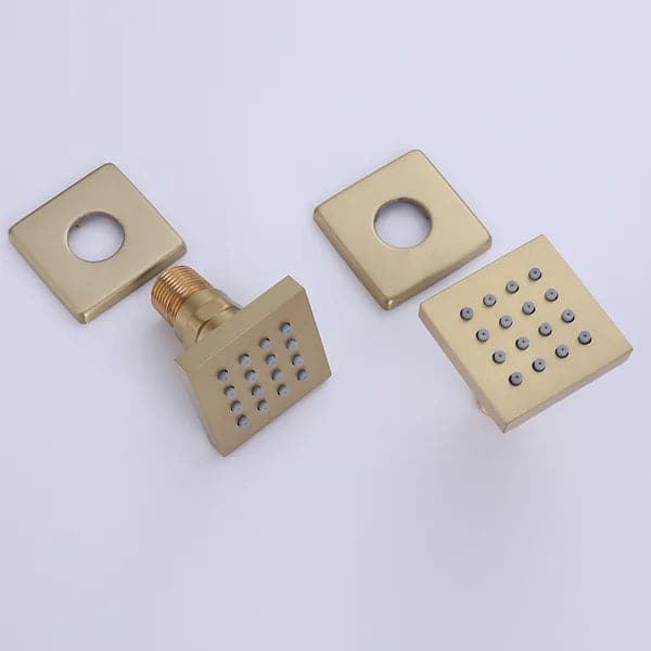 Ceiling-Mounted 16 Inches Shower System in Brushed Gold 4-Function Thermostatic