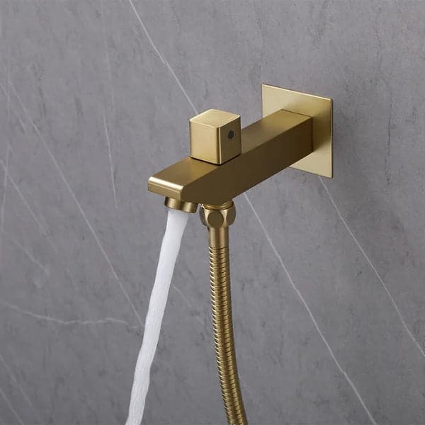 Ceiling-Mounted 16 Inches Shower System in Brushed Gold 4-Function Thermostatic