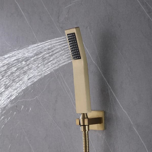 Ceiling-Mounted 16 Inches Shower System in Brushed Gold 4-Function Thermostatic