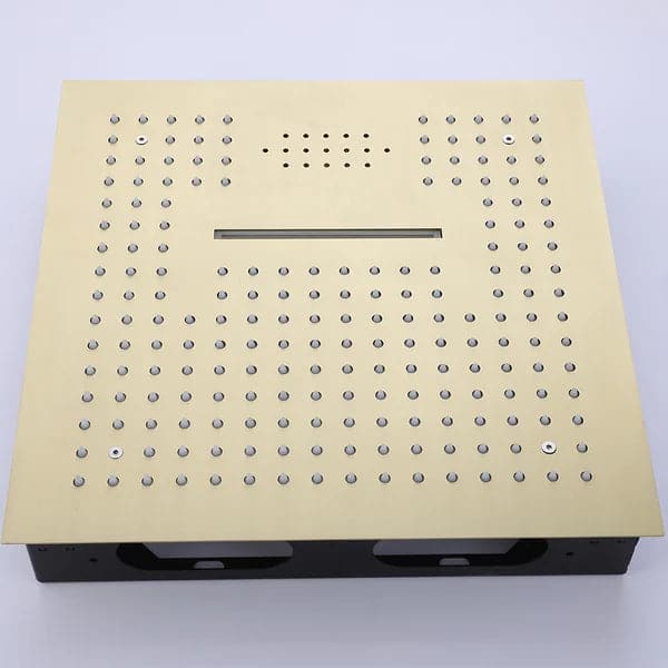 Ceiling-Mounted 16 Inches Shower System in Brushed Gold 4-Function Thermostatic