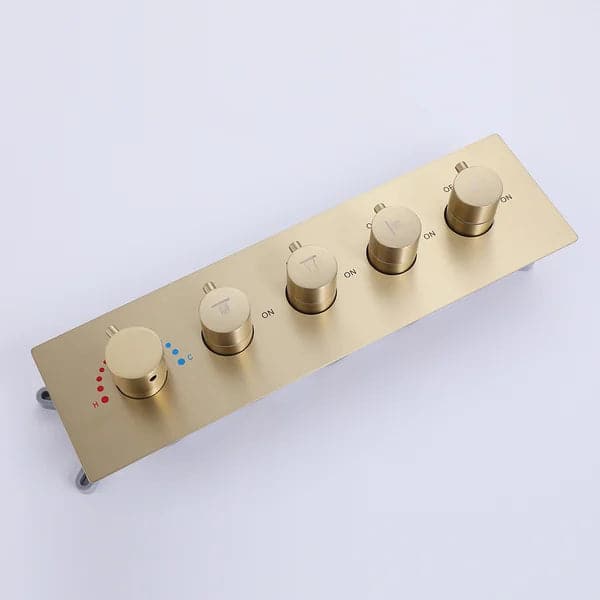Ceiling-Mounted 16 Inches Shower System in Brushed Gold 4-Function Thermostatic