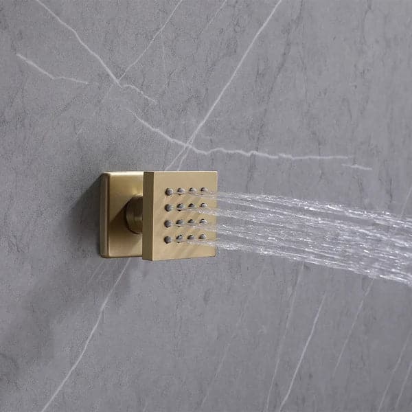 Ceiling-Mounted 16 Inches Shower System in Brushed Gold 4-Function Thermostatic