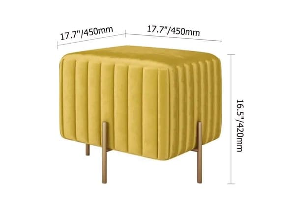 Pouf carré contemporain Ottoman rembourré en velours avec repose-pieds en jaune