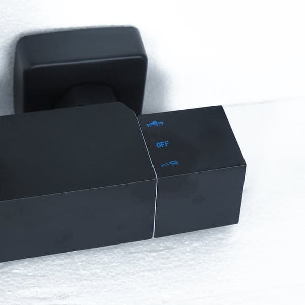 Exposed Thermostatic Shower Fixture with Rain Shower Head and Hand Shower Matte Black