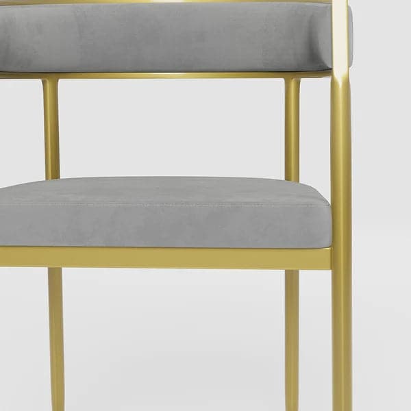 Modern Velvet Upholstered Dining Chair with Gold Metal Leg in Beige/Gray#Gray