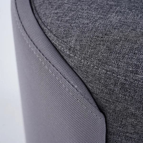 Pouf ottoman rond élégant en coton et lin rembourré gris