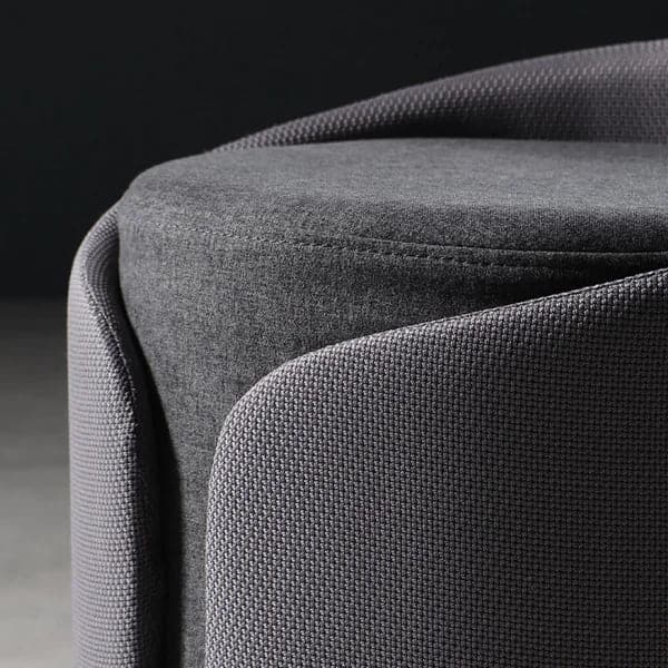 Pouf ottoman rond élégant en coton et lin rembourré gris