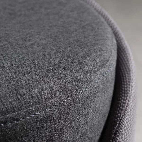 Pouf ottoman rond élégant en coton et lin rembourré gris