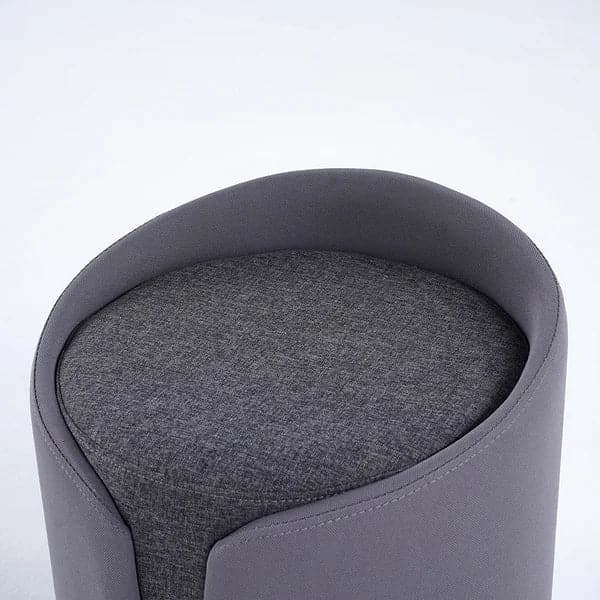 Pouf ottoman rond élégant en coton et lin rembourré gris