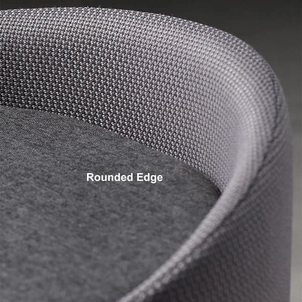 Pouf ottoman rond élégant en coton et lin rembourré gris