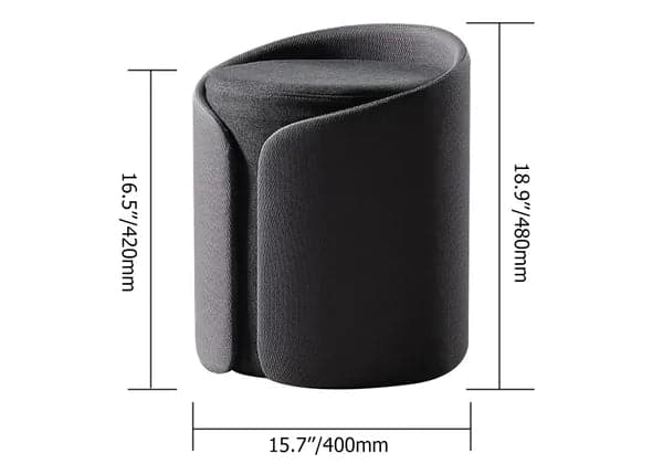 Pouf ottoman rond élégant en coton et lin rembourré gris