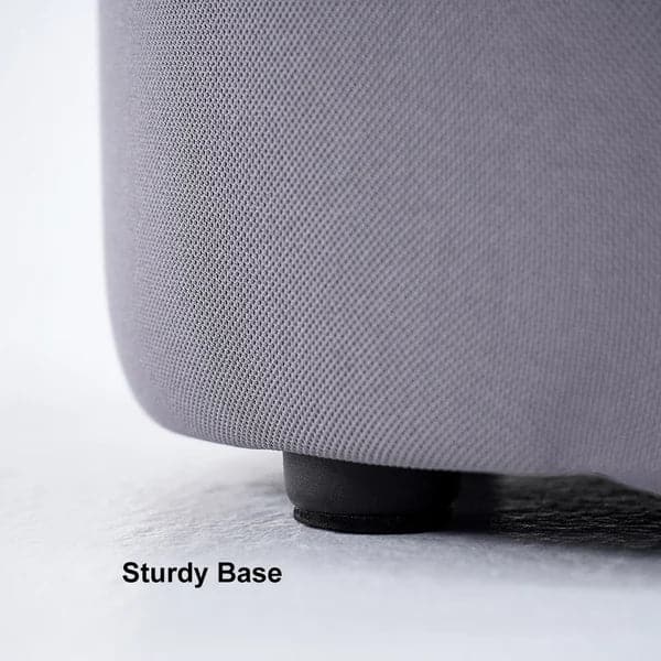 Pouf ottoman rond élégant en coton et lin rembourré gris
