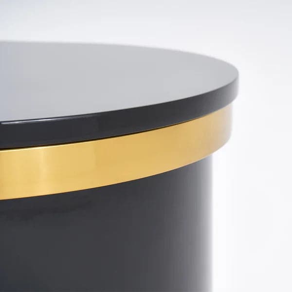 Black Modern Console Table with Drawers and Double Stainless Steel Sled