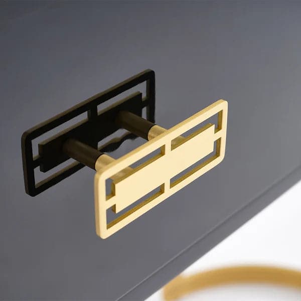 Black Modern Console Table with Drawers and Double Stainless Steel Sled