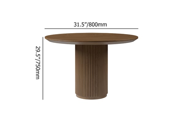 Farmhouse 32 Round Small Dining Table for 2 Person Natural&Walnut Wood Tabletop#W-M