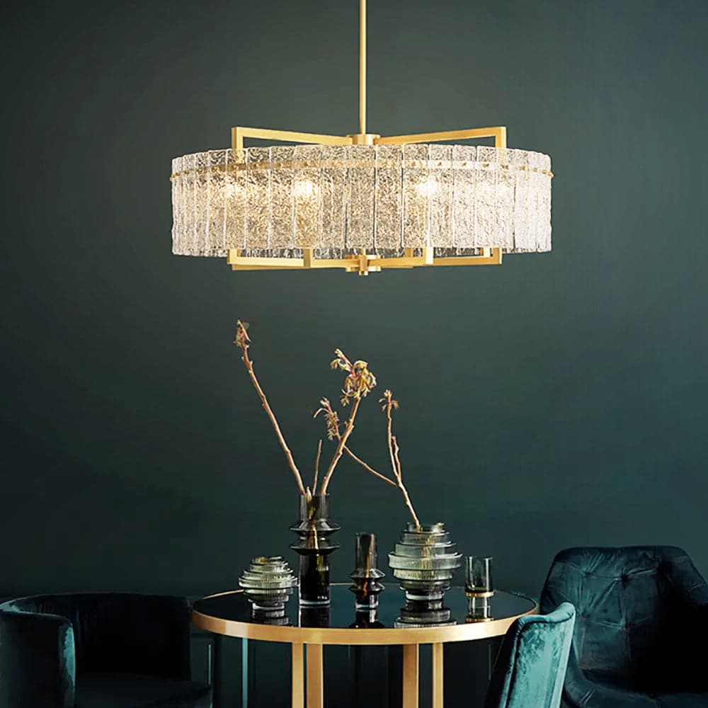 Jewell Modern Brass Drum Chandelier 6/8-Light with Adjustable Hanging Rod#6-Light