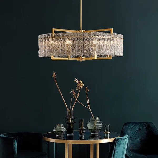 Jewell Modern Brass Drum Chandelier 6/8-Light with Adjustable Hanging Rod#8-Light
