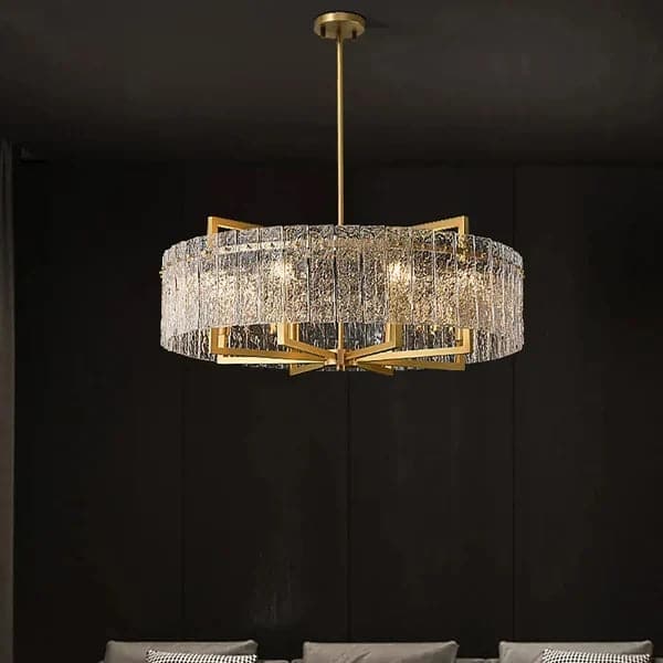 Jewell Modern Brass Drum Chandelier 6/8-Light with Adjustable Hanging Rod#8-Light