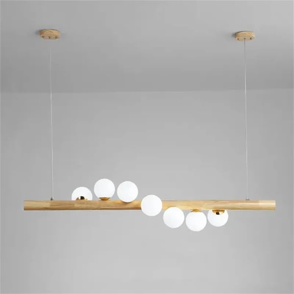 Modern Linear Kitchen Island Pendant Light Glass Globe 7-Light