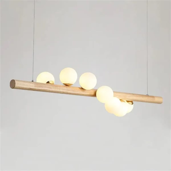 Modern Linear Kitchen Island Pendant Light Glass Globe 7-Light